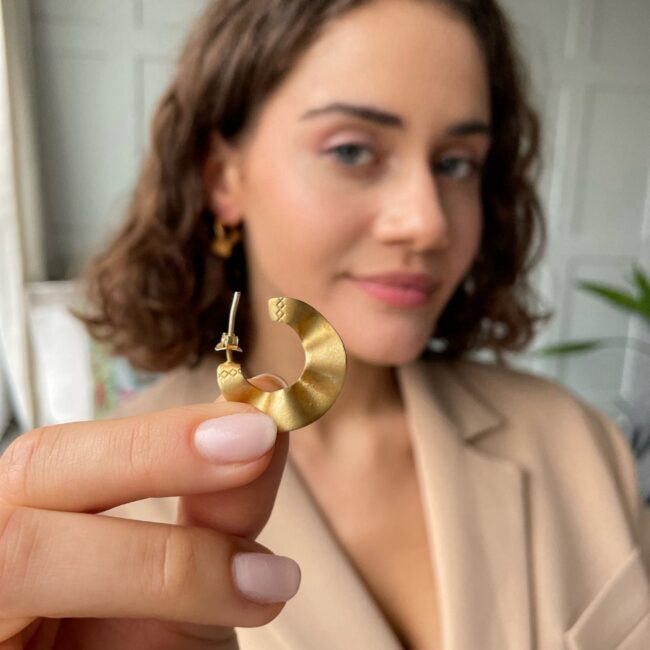 Gold Antique Plated Wavy Earrings